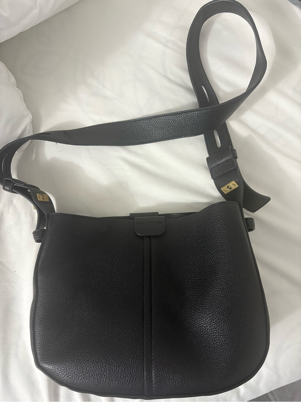 Marshalls Black Pebbled Leather Crossbody Bag